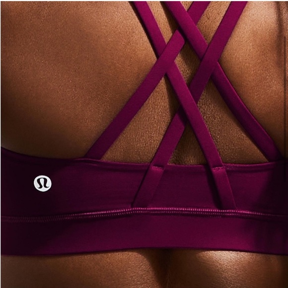 Lululemon Athletica Peloton Fuschia Strappy Energy Sports Bra Size Medium - Picture 3 of 12